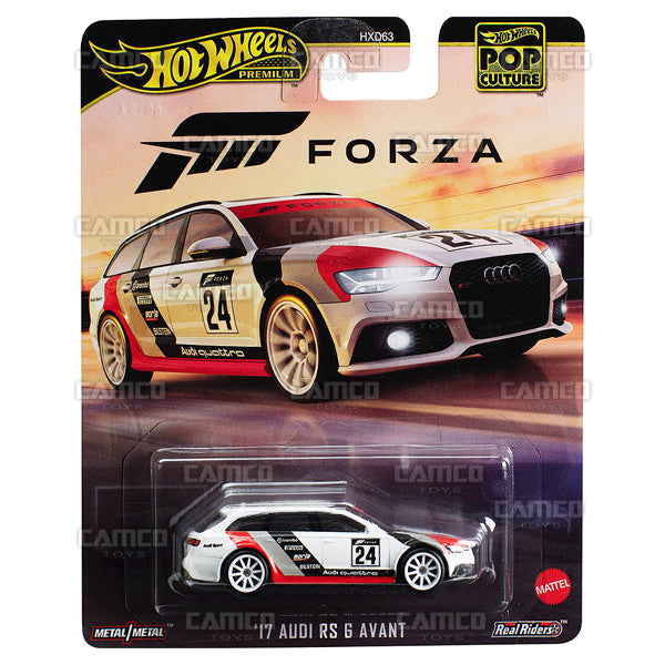 2024 Hot Wheels 17 Audi RS 6 Avant (white) HVJ47 Forza Motorsport - HW Premium Pop Culture Case E 1:64 Diecast Assortment Metal/Metal with Real Riders HXD63-956E by Mattel.