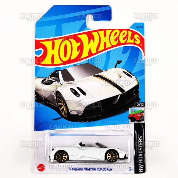17 PAGANI HUAYRA ROADSTER #13 white - HW Roadsters 210 - 2023 Hot Wheels Basic Mainline 164 DieCast Case Assortment C4982 by Mattel.
