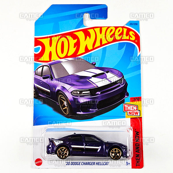 20 DODGE CHARGER HELLCAT #231 purple HKJ45 - Then and Now 7/10 - 2023 Hot Wheels Basic Mainline HW 1:64 DieCast Case Assortment C4982 by Mattel.