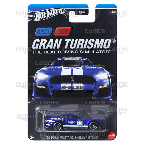 20 Ford Mustang Shelby GT500 #4 blue - HRV66 - 2024 Hot Wheels Gran Turismo 1:64 diecast Case Assortment GDG83-957E by Mattel. UPC 194735186419