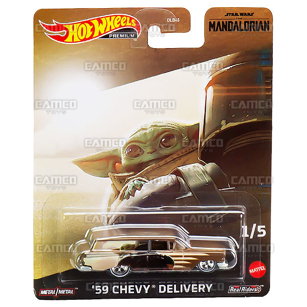 59 Chevy Delivery 1/5 - Hot Wheels 2023 Premium Pop Culture - Star Wars The Mandalorian - 1:64 Diecast T Case Assortment DLB45-979T by Mattel.