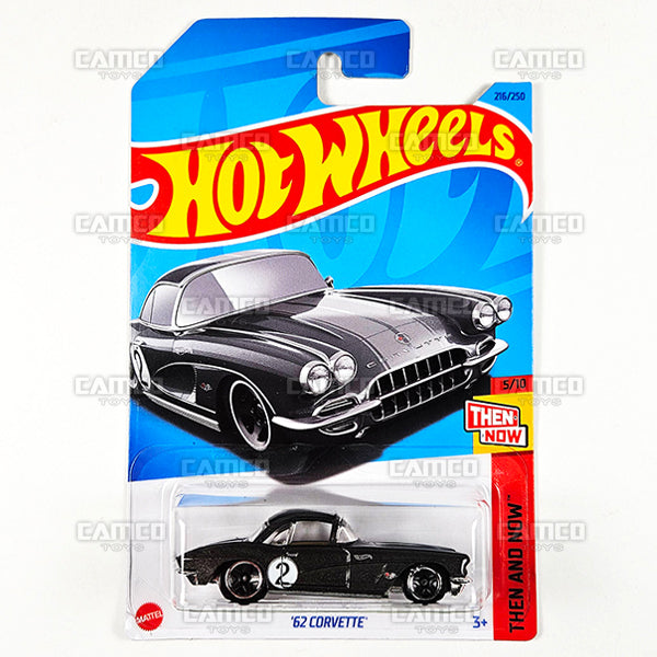 62 CORVETTE #216 gray HKJ42 - Then and Now 5/10 - 2023 Hot Wheels Basic Mainline HW 1:64 DieCast Case Assortment C4982 by Mattel.