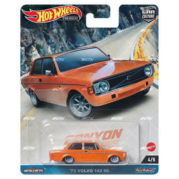 73 Volvo 142 GL 4/5 orange - 2023 Hot Wheels Premium 1:64 Car Culture CANYON WARRIORS C Case Assortment FPY86-959C by Mattel.