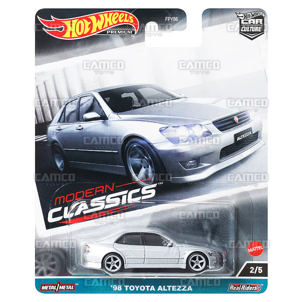 98 Toyota Altezza 2/5 silver - 2023 Hot Wheels Car Culture MODERN CLASSICS Case E Premium 1:64 Assortment Metal/Metal with Real Riders FPY86-959E by Mattel.