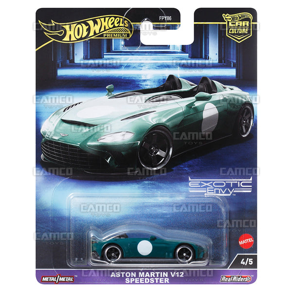 Aston Martin V12 Speedster 4/5 green - HKC78 - 2024 Hot Wheels Premium Car Culture Exotic Envy Case G 1:64 Diecast Assortment Metal/Metal with Real Riders FPY86-959G by Mattel.