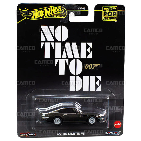 Aston Martin V8 (black) James Bond 007 No Time to Die - 2024 Hot Wheels Premium Pop Culture Case D 1:64 Diecast Assortment Metal/Metal with Real Riders HXD63-956D by Mattel.