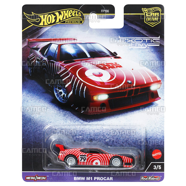 BMW M1 Procar 3/5 red - HKC79 - 2024 Hot Wheels Premium Car Culture Exotic Envy Case G 1:64 Diecast Assortment Metal/Metal with Real Riders FPY86-959G by Mattel.
