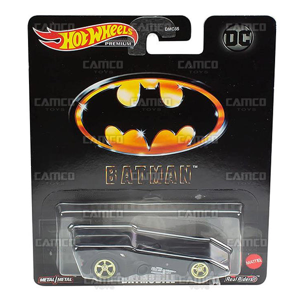 Batmobile - Batman 1989 Michael Keaton - 2023 Hot Wheels Premium Retro Replica Entertainment N Case Assortment 1:64 Diecast with Real Riders DMC55-978N by Mattel.