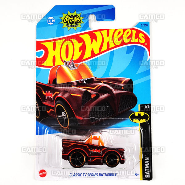 CLASSIC TV SERIES BATMOBILE #3 maroon TOONED - Batman 1/5 - 2023 Hot Wheels Basic Mainline 1:64 Die-cast Case Assortment C4982 by Mattel.