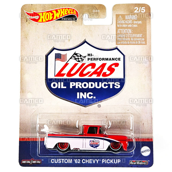 Custom 62 Chevy Pickup #2 (Lucas Oil Products) HKD00 - 2023 Hot Wheels Pop Culture VINTAGE OIL Case U 1:64 Premium Diecast Assortment DLB45-979U by Mattel.