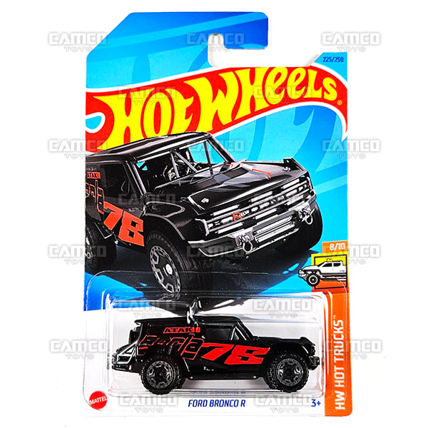 FORD BRONCO R #225 black Borla HKJ04 - HW Hot Trucks 8/10 - 2023 Hot Wheels Basic Mainline 1:64 DieCast Case Assortment C4982 by Mattel.