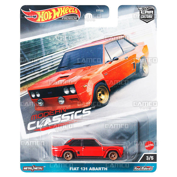 Fiat 131 Abarth 3/5 red - 2023 Hot Wheels Car Culture MODERN CLASSICS Case E Premium 1:64 Assortment Metal/Metal with Real Riders FPY86-959E by Mattel.