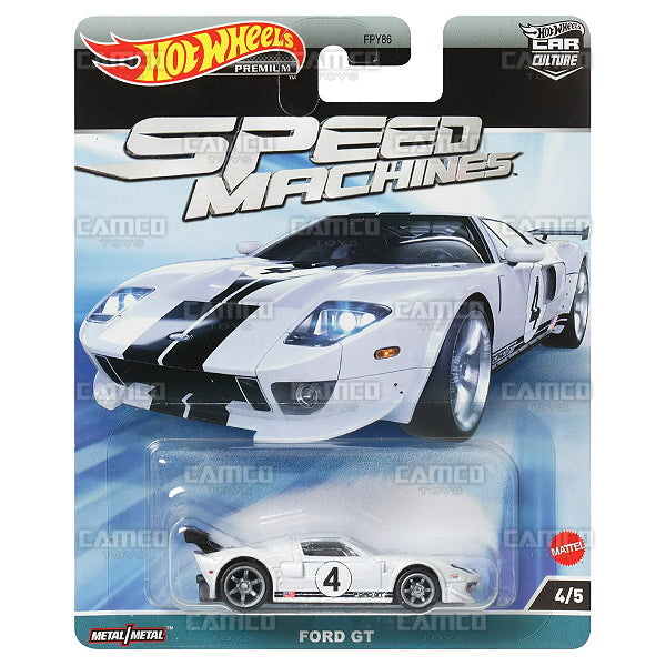 Ford GT #4 white - Speed Machines - 2023 Hot Wheels Car Culture Premium 1:64 Diecast Case A Assortment FPY86-959A by Mattel.
