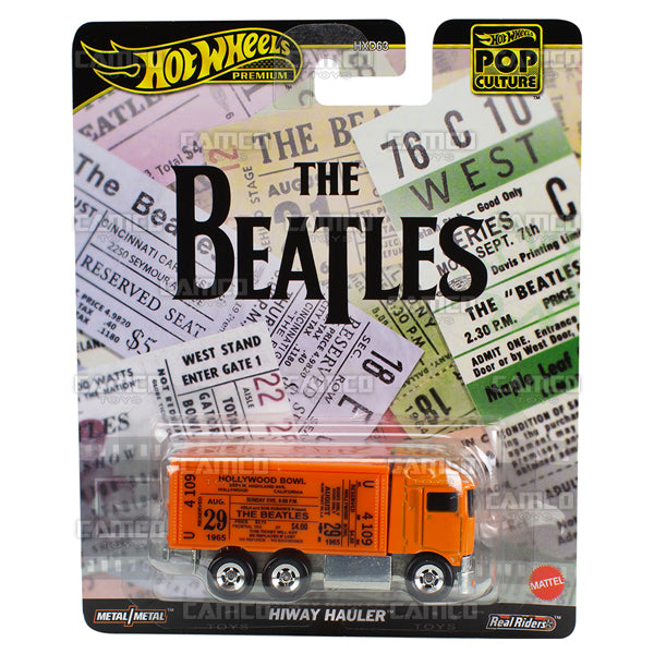 2024 Hot Wheels - Hiway Hauler (orange) HVJ41 - The Beatles - Premium Pop Culture Case B Assortment 1 64 Diecast with Real Riders HXD63-956B by Mattel. UPC 194735205257