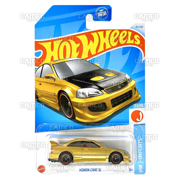 Honda Civic SI 45/250 gold (HTC41) - HW J-Imports - 2024 Hot Wheels Basic Mainline 1:64 DieCast Case Assortment L2593 by Mattel. UPC 194735103164