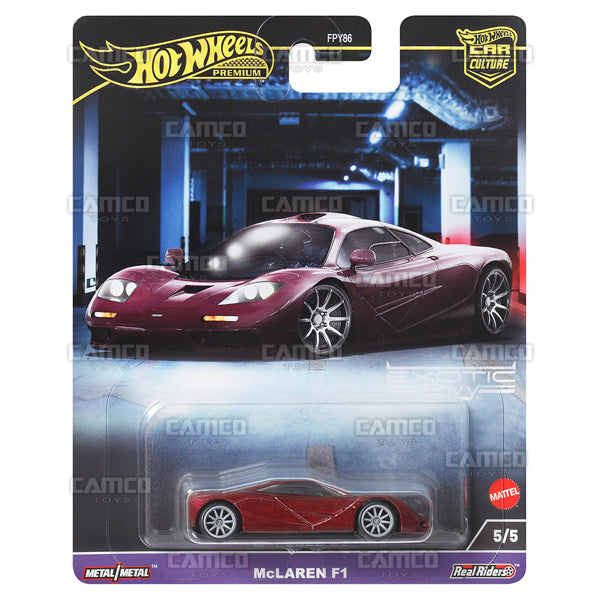 McLaren F1 5/5 red - HKC77 - 2024 Hot Wheels Premium Car Culture Exotic Envy Case G 1:64 Diecast Assortment Metal/Metal with Real Riders FPY86-959G by Mattel.