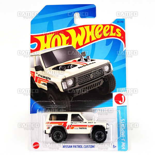 NISSAN PATROL CUSTOM #20 white - HW J-Imports 1/10 - 2023 Hot Wheels Basic Mainline 1:64 DieCast Case Assortment C4982 by Mattel.