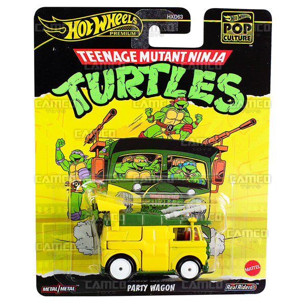 2024 Hot Wheels Party Wagon (yellow) HXF04 - Teenage Mutant Ninja Turtles TMNT - HW Premium Pop Culture Case E 1:64 Diecast Assortment Metal/Metal with Real Riders HXD63-956E by Mattel.