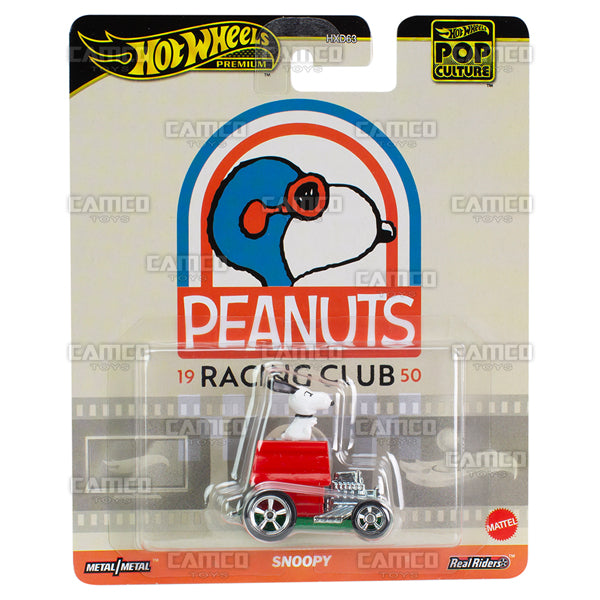 2024 Hot Wheels - Snoopy (HVJ42) - Peanuts Racing Club - Premium Pop Culture Case B Assortment 1 64 Diecast with Real Riders HXD63-956B by Mattel. UPC 194735205400