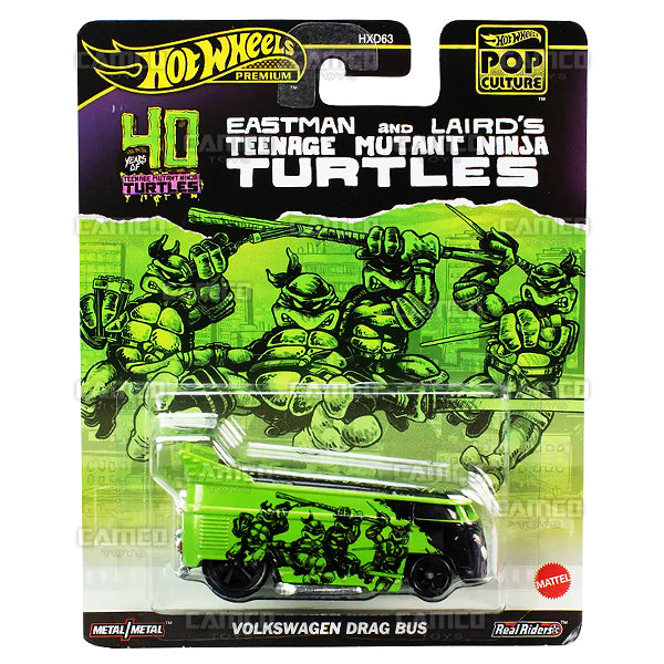 Volkswagen Drag Bus (green) Teenage Mutant Ninja Turtles TMNT - 2024 Hot Wheels Premium Pop Culture Case D 1:64 Die-cast Assortment Metal/Metal with Real Riders HXD63-956D by Mattel.