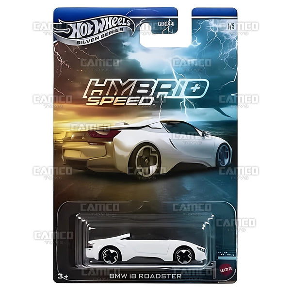 Hot Wheels Hybrid Speed BMW i8 Roadster die-cast car in 1:64 scale