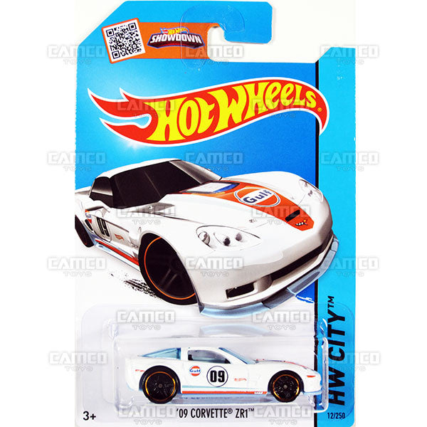 09 Corvette ZR1 #12 white Gulf (HW City) - 2015 Hot Wheels Basic Mainline C4982