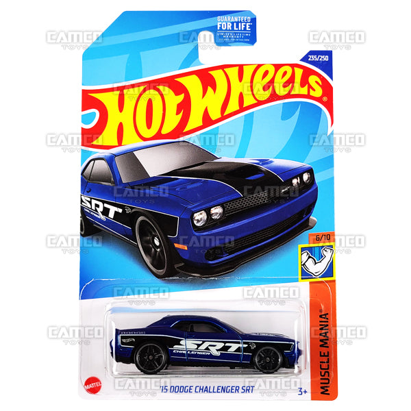 15 Dodge Challenger SRT #235 blue - Muscle Mania - 2022 Hot Wheels Basic Mainline 1:64 Die-Cast Case Assortment L2593 by Mattel.