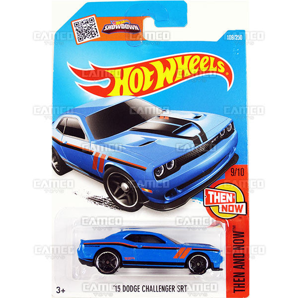 15 Dodge Challenger SRT #109 Blue (Then and Now) - from 2016 Hot Wheels Basic Case Worldwide Assortment C4982 by Mattel.