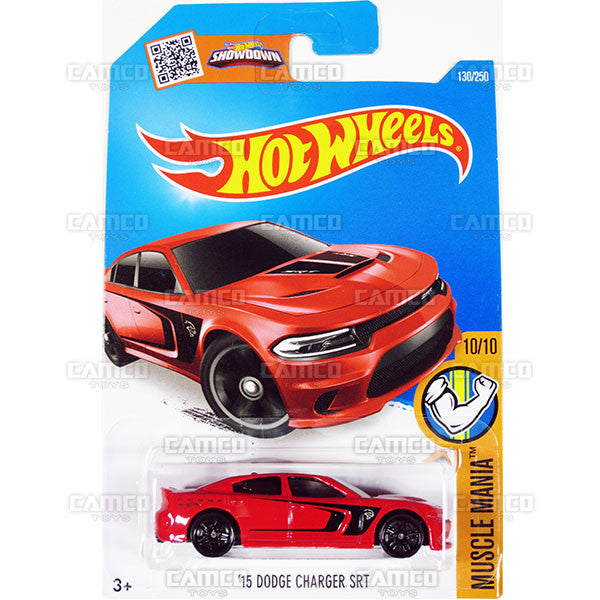 15 Dodge Charger SRT #130 red (Muscle Mania) - from 2016 Hot Wheels Basic Case Worldwide Assortment C4982 by Mattel.