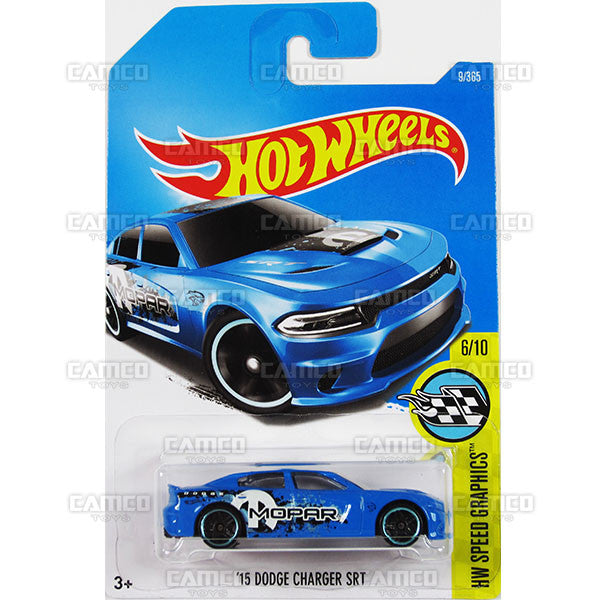15 Dodge Charger SRT #9 blue (HW Speed Graphics) Mopar Hellcat - from 2017 Hot Wheels basic mainline A case Worldwide assortment C4982 by Mattel.