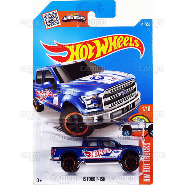 15 Ford F-150 #141 blue (Superlift) - from 2016 Hot Wheels Basic Case Worldwide Assortment C4982 by Mattel.