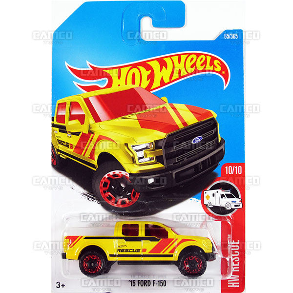 15 Ford F-150 #65 yellow (HW Rescue) - from 2017 Hot Wheels basic mainline C case Worldwide assortment C4982 by Mattel.