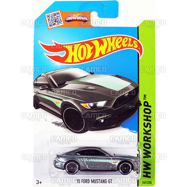 15 Ford Mustang GT #247 gray (HW Workshop - Then and Now) - 2015 Hot Wheels Basic Mainline 1:64 Diecast Case Assortment C4982 by Mattel.