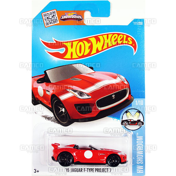 15 Jaguar F-Type Project 7 #111 Red (HW Showroom) - from 2016 Hot Wheels Basic Case Worldwide Assortment C4982 by Mattel.