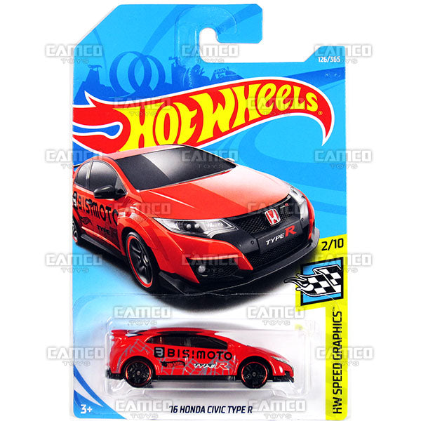 16 Honda Civic Type R #126 red - 2018 Hot Wheels Basic Mainline F Case Assortment C4982 by Mattel.