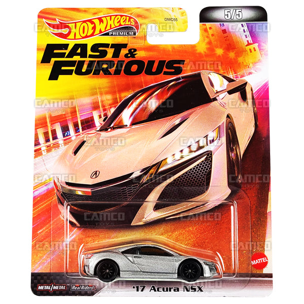 17 Acura NSX #5 silver - 2022 Hot Wheels 1:64 Premium Fast &amp; Furious Retro Replica Entertainment L Case Assortment DMC55-957L by Mattel.