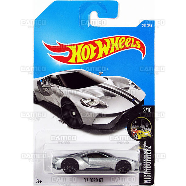 17 Ford GT #211 silver (Nightburnerz) - 2017 Hot Wheels basic mainline J case Worldwide assortment C4982 by Mattel