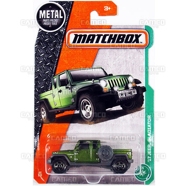 17 Jeep Gladiator #92 green - from 2017 Matchbox Basic J Case Assortment 30782 by Mattel.