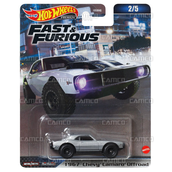 1967 Chevy Camaro Offroad #2 silver Z28 - 2023 Hot Wheels 1:64 Premium Fast & Furious A Case Assortment HNW46-956A by Mattel.