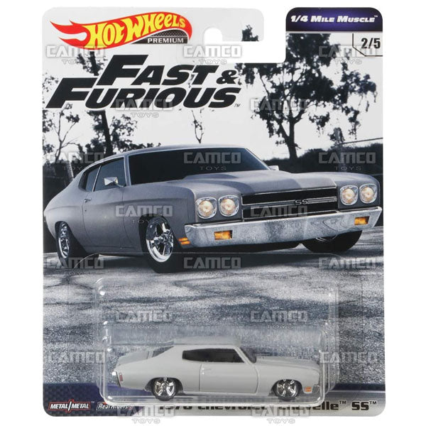 1970 Chevrolet Chevelle SS gray (1/4 Mile Muscle) - 2019 Hot Wheels Premium FAST &amp; FURIOUS C Case Assortment GBW75-956C by Mattel.