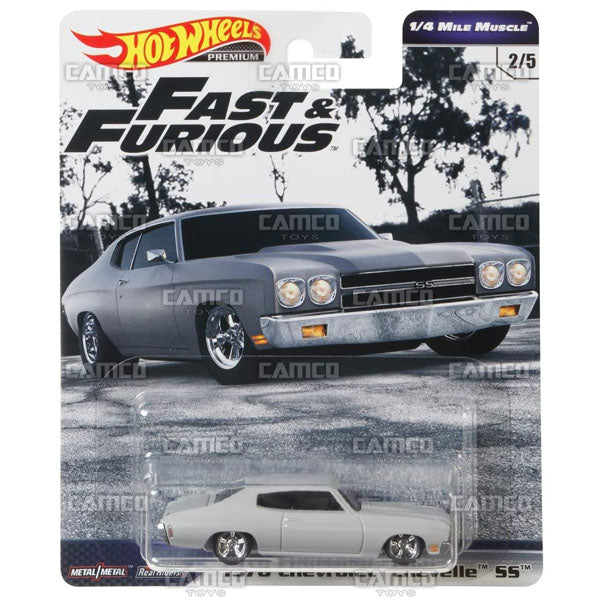 1970 Chevrolet Chevelle SS gray (1/4 Mile Muscle) - 2019 Hot Wheels Premium FAST & FURIOUS C Case Assortment GBW75-956C by Mattel.