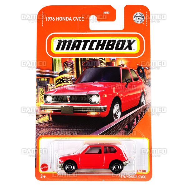1976 Honda CVCC #21 red - 2022 Matchbox Basic Mainline Case Assortment 30782 by Mattel.