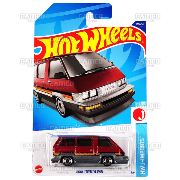 1986 Toyota Van #173 red - HW J-Imports - 2022 Hot Wheels Basic Mainline 1:64 Case Assortment C4982 by Mattel.