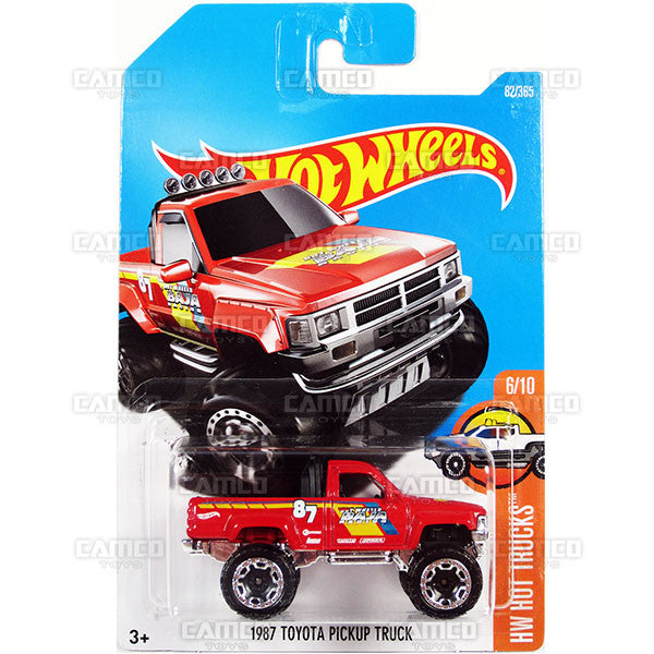 1987 Toyota Pickup Truck #82 red (HW Hot Trucks) - from 2017 Hot Wheels basic mainline D case Worldwide assortment C4982 by Mattel.