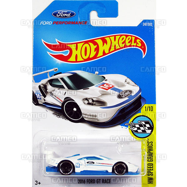 2016 Ford GT Race #247 white (HW Speed Graphics) - 2017 Hot Wheels Basic Mainline L Case - C4982