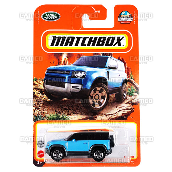 2020 Land Rover Defender #90 blue - 2022 Matchbox Basic Mainline 1:64 Case Assortment 30782 by Mattel.