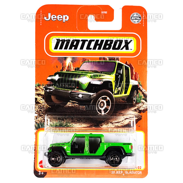20 Jeep Gladiator #7 green - 2022 Matchbox Basic Case Assortment 30782 by Mattel.