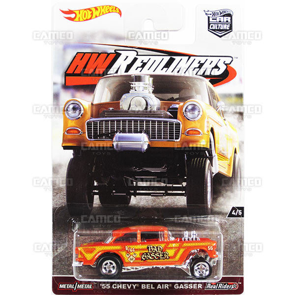 Hot Wheels Redline 55 chevy bel air gasser 5/18 Metal Base