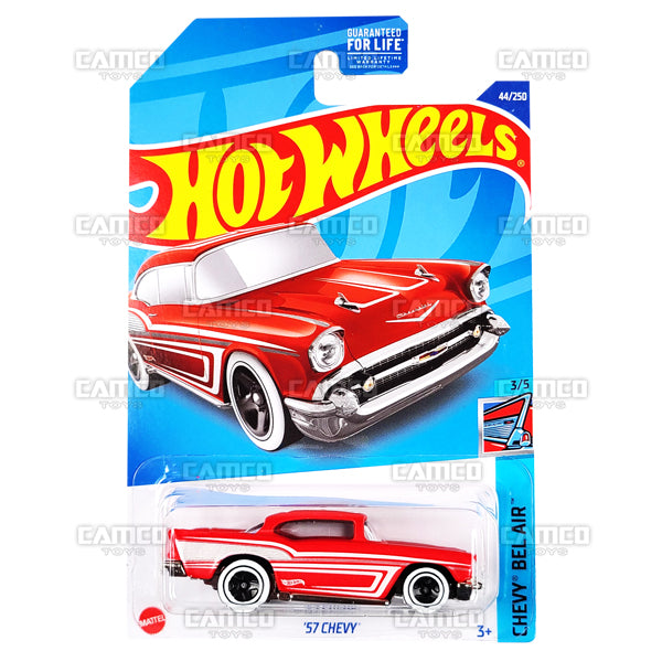 57 Chevy #44 red Chevy Bel Air - 2022 Hot Wheels Basic Mainline Assortment L2593 by Mattel