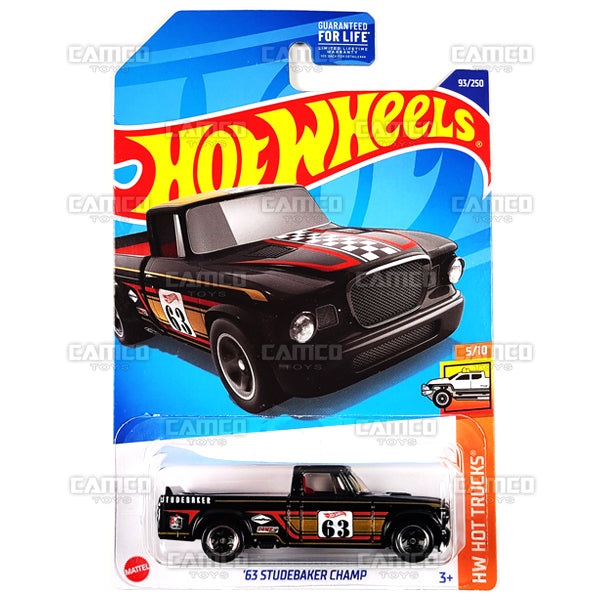 63 Studebaker Champ #93 black - HW Hot Trucks - 2022 Hot Wheels Basic Mainline Case Assortment L2593 by Mattel.